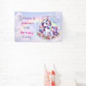 Rainbow Unicorn Girl's Birthday Party Personalized 横断幕 (インサイチュ)