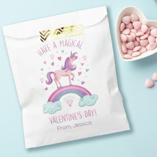 Rainbow Unicorn Kids Valentines Day Treat Bag フェイバーバッグ