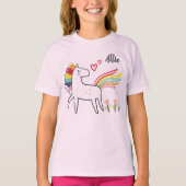 Rainbow Unicorn Love Custom Name Tシャツ (正面)