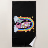 Rainbow unicorn mermaid girl ビーチタオル (正面)