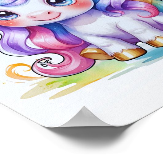 Rainbow Unicorn Nursery Art ポスター (角)