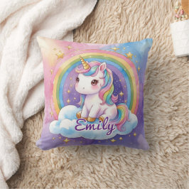 Rainbow Unicorn on Cloud編集可能な名前枕 クッション
