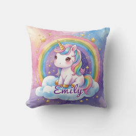 Rainbow Unicorn on Cloud編集可能な名前枕 クッション