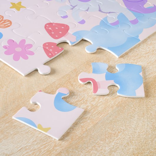 Rainbow Unicorn Personalized Kids Name  ジグソーパズル (側面)