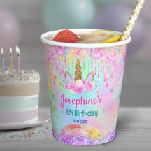 Rainbow Unicorn pink aqua birthday