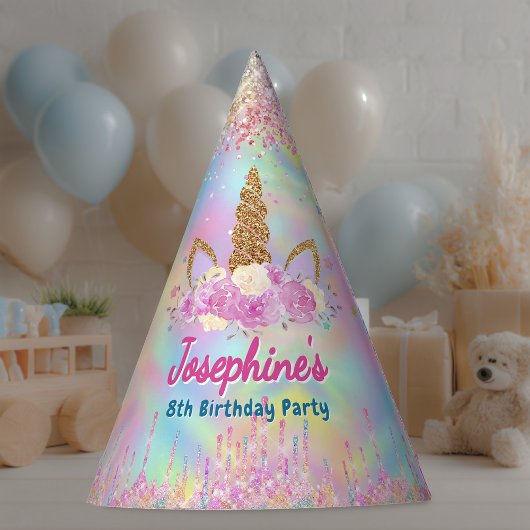 Rainbow Unicorn pink aqua birthday custom パーティーハット