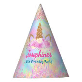 Rainbow Unicorn pink aqua birthday custom パーティーハット (正面)