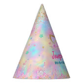 Rainbow Unicorn pink aqua birthday custom パーティーハット (左)