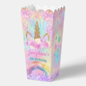 Rainbow Unicorn pink aqua birthday pop corn フェイバーボックス (正面)