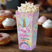 Rainbow Unicorn pink aqua birthday pop corn フェイバーボックス