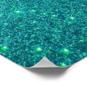 Rainbow unicorn turquoise glitter ポスター (角)