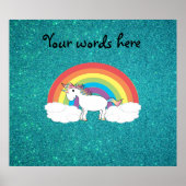 Rainbow unicorn turquoise glitter ポスター (正面)