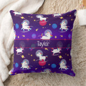 Rainbow Unicorns In Space Purple Ombre クッション (ブランケット)