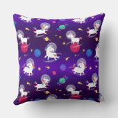 Rainbow Unicorns In Space Purple Ombre クッション (裏面)