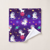 Rainbow Unicorns In Space Purple Ombre バスタオルセット (ウォッシュタオル)