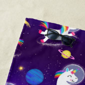 Rainbow Unicorns In Space Purple Ombre ビーチタオル (インサイチュ)