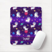 Rainbow Unicorns In Space Purple Ombre マウスパッド (マウス)