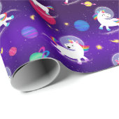 Rainbow Unicorns In Space Purple Ombre ラッピングペーパー (ロールコーナー)