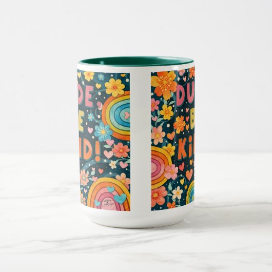 Rainbow Unique Dude Be Kind Inspirivity Kindness マグカップ (中央)