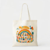Rainbow Unity Kids Celebration Tote Bag トートバッグ (正面)