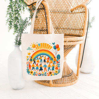Rainbow Unity Kids Celebration Tote Bag トートバッグ