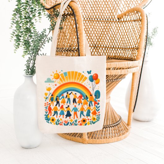 Rainbow Unity Kids Celebration Tote Bag トートバッグ