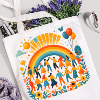Rainbow Unity Kids Celebration Tote Bag トートバッグ