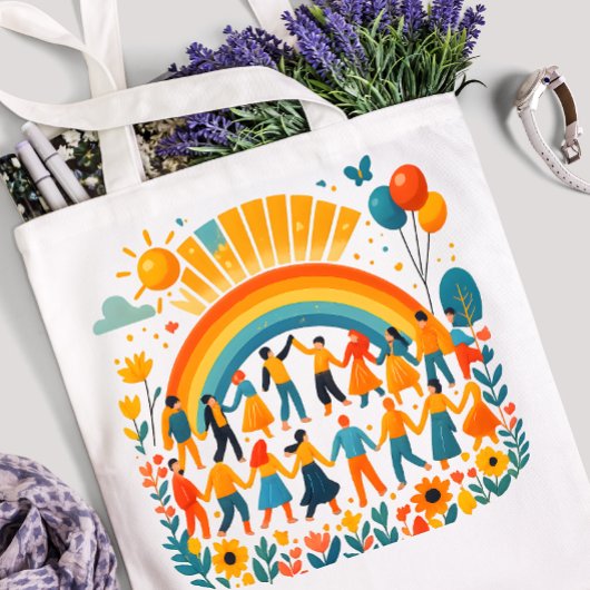 Rainbow Unity Kids Celebration Tote Bag トートバッグ