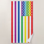 Rainbow US Flag LGBT Pride ビーチタオル (正面)