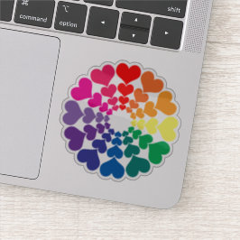 Rainbow Valentine Hearts in a Circle シール