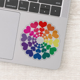 Rainbow Valentine Hearts in a Circle シール
