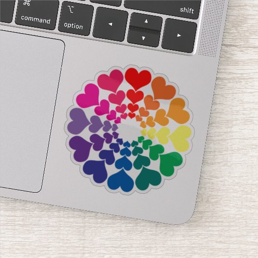 Rainbow Valentine Hearts in a Circle シール (詳細)