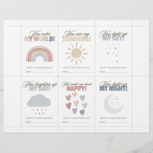 Rainbow Valentine’s Day Cards for Kids Classroom レターヘッド (正面)