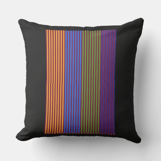 Rainbow Vertical Strips + Trim Decorative Black アウトドアクッション (正面)