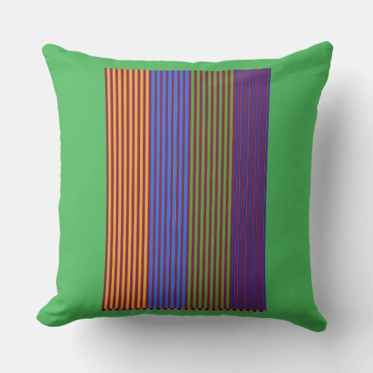 Rainbow Vertical Strips + Trim Decorative Green アウトドアクッション (正面)