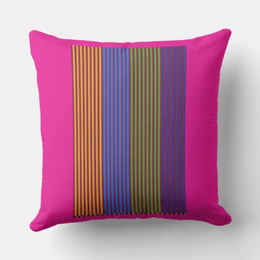 Rainbow Vertical Strips + Trim Decorative Pink アウトドアクッション (裏面)