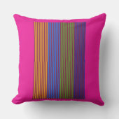 Rainbow Vertical Strips + Trim Decorative Pink アウトドアクッション (正面)