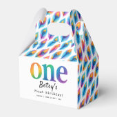 Rainbow Watercolor 1st Birthday | Colorful Baby  フェイバーボックス (正面サイド)
