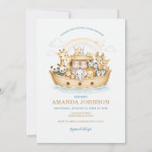 Rainbow Watercolor Animals Noah Ark 招待状 (正面)