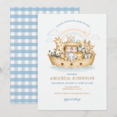 Rainbow Watercolor Animals Noah Ark 招待状 (正面/裏面)