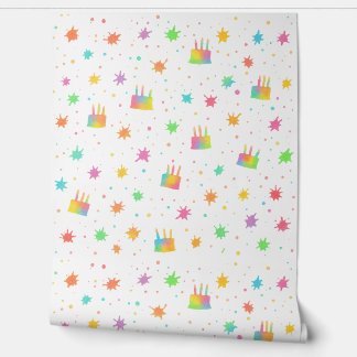 Rainbow Watercolor Birthday Cake Colorful Paint 壁紙
