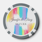 Rainbow Watercolor Elegant Modern Custom Wedding ポーカーチップ (裏面)