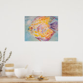 Rainbow Watercolour Fish Painting Cute Poster ポスター (キッチン)