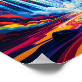 Rainbow Waterfall Abstract Wall Art Print ポスター (角)