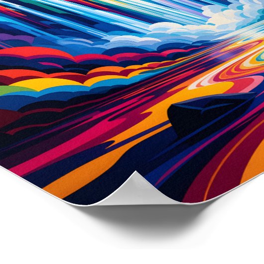 Rainbow Waterfall Abstract Wall Art Print ポスター (角)