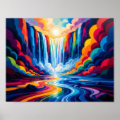 Rainbow Waterfall Abstract Wall Art Print ポスター (正面)