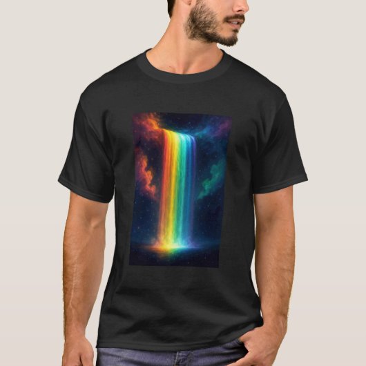 Rainbow Waterfall at Night Fantasy Landscape Dream Tシャツ (正面)