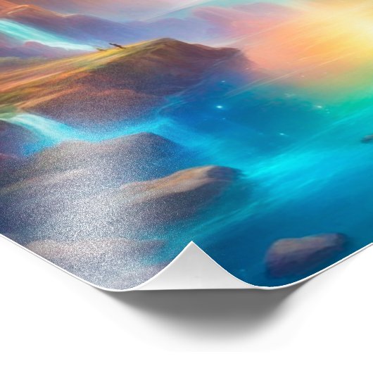 Rainbow waterfall landscape フォトプリント (角)