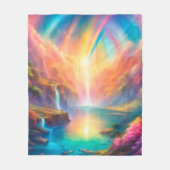 Rainbow waterfall landscape フリースブランケット (正面)
