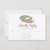 Rainbow Wave Beautiful LGBT結婚の親切な回答 出欠カード (正面)